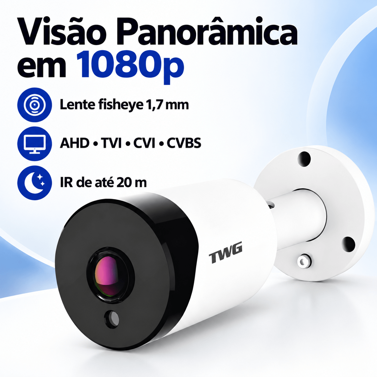 CÂMERA BULLET FISHEYE EXTERNA 2MP 1.7MM 4X1 TW-0380 FY TWG