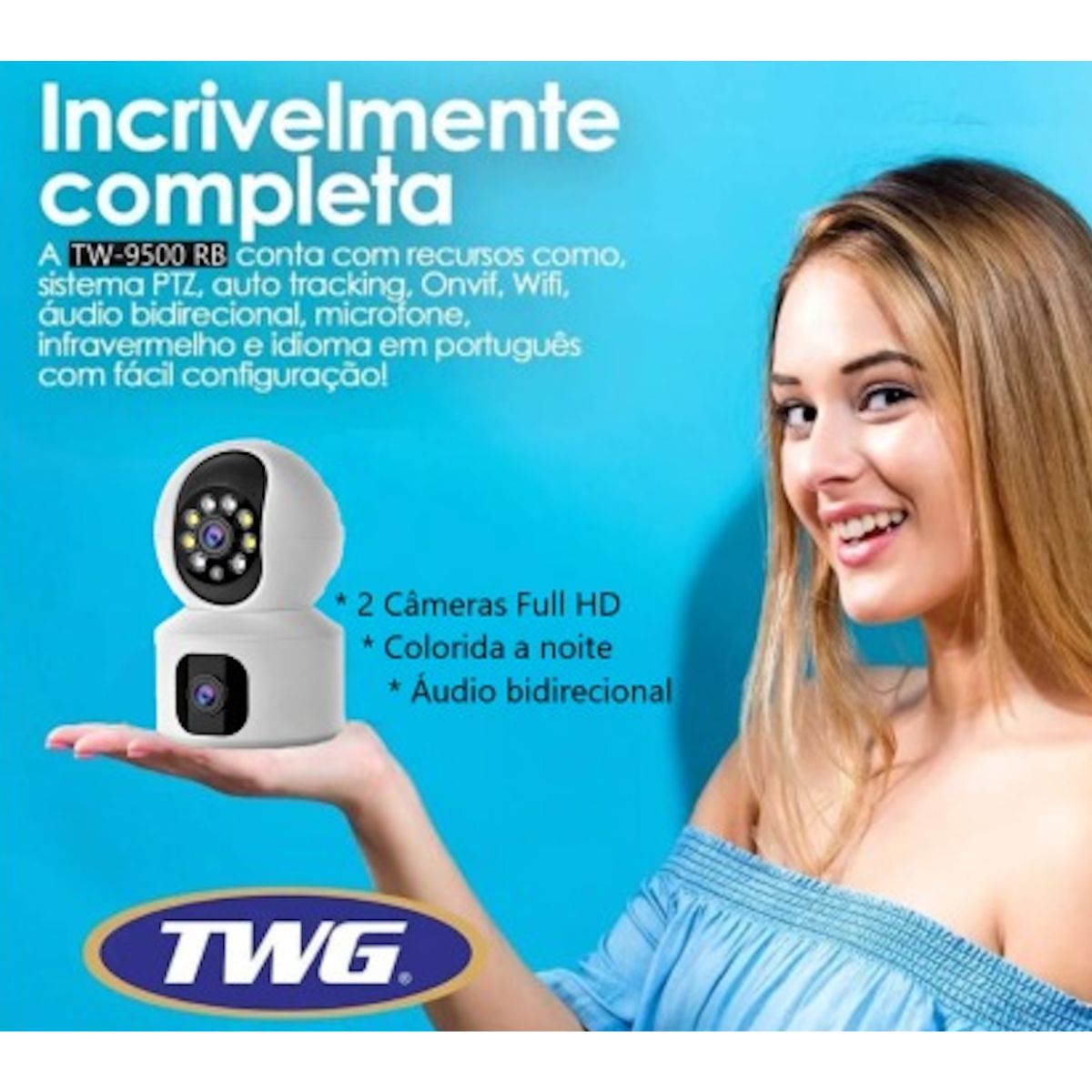 CÂMERA ROBÔ INTELIGENTE DUAS CÂMERASS WI-FI FULL HD ANATEL TWG TW-9510 ...