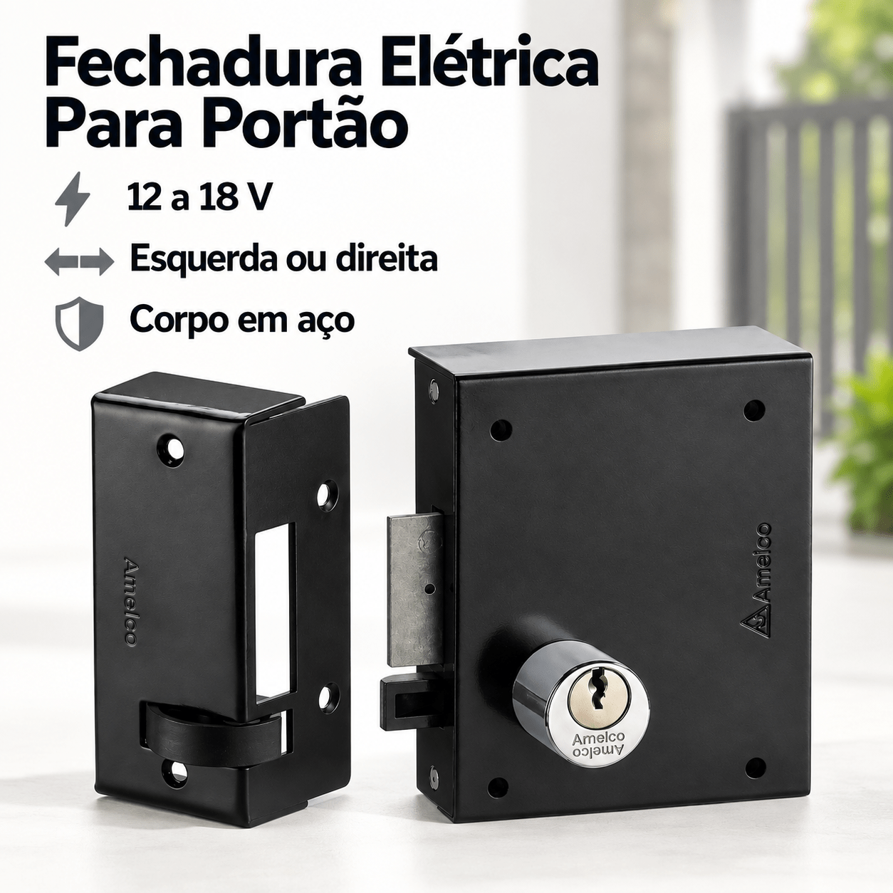FECHADURA ELÉTRICA PARA PORTÃO 12V AMELCO FN66