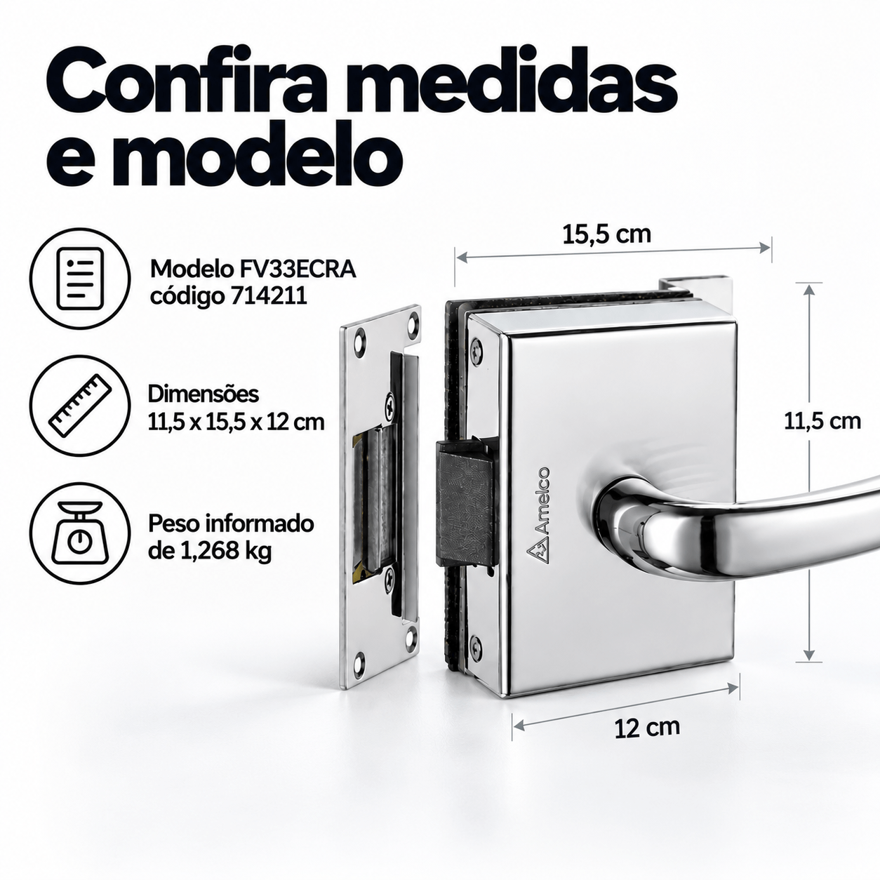 FECHADURA ELETRONICA PARA PORTA DE VIDRO AMELCO FV-33ECRA