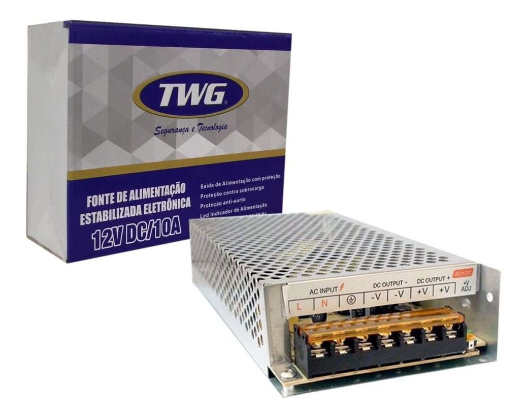 FONTE DE ALIMENTAÇÃO ESTABILIZADA ELETRÔNICA 12V DC/10A TWG TW-1210