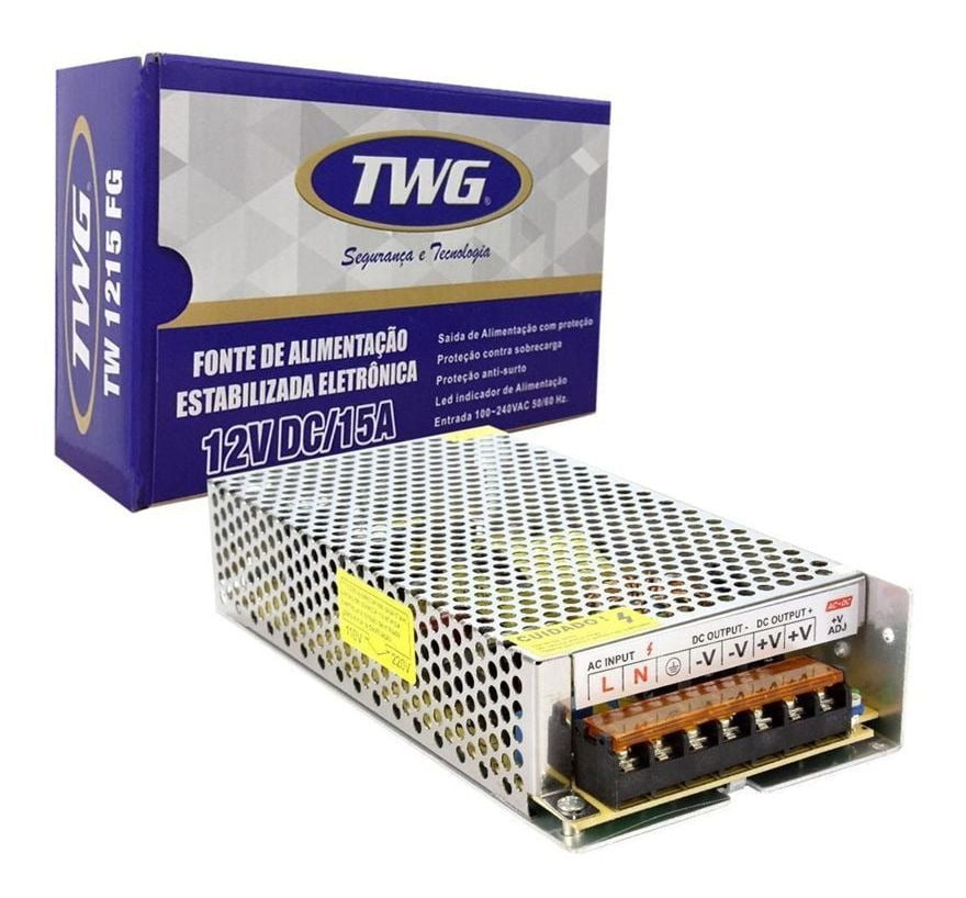 FONTE DE ALIMENTAÇÃO ESTABILIZADA ELETRÔNICA 12V DC/15A TWG TW-1215