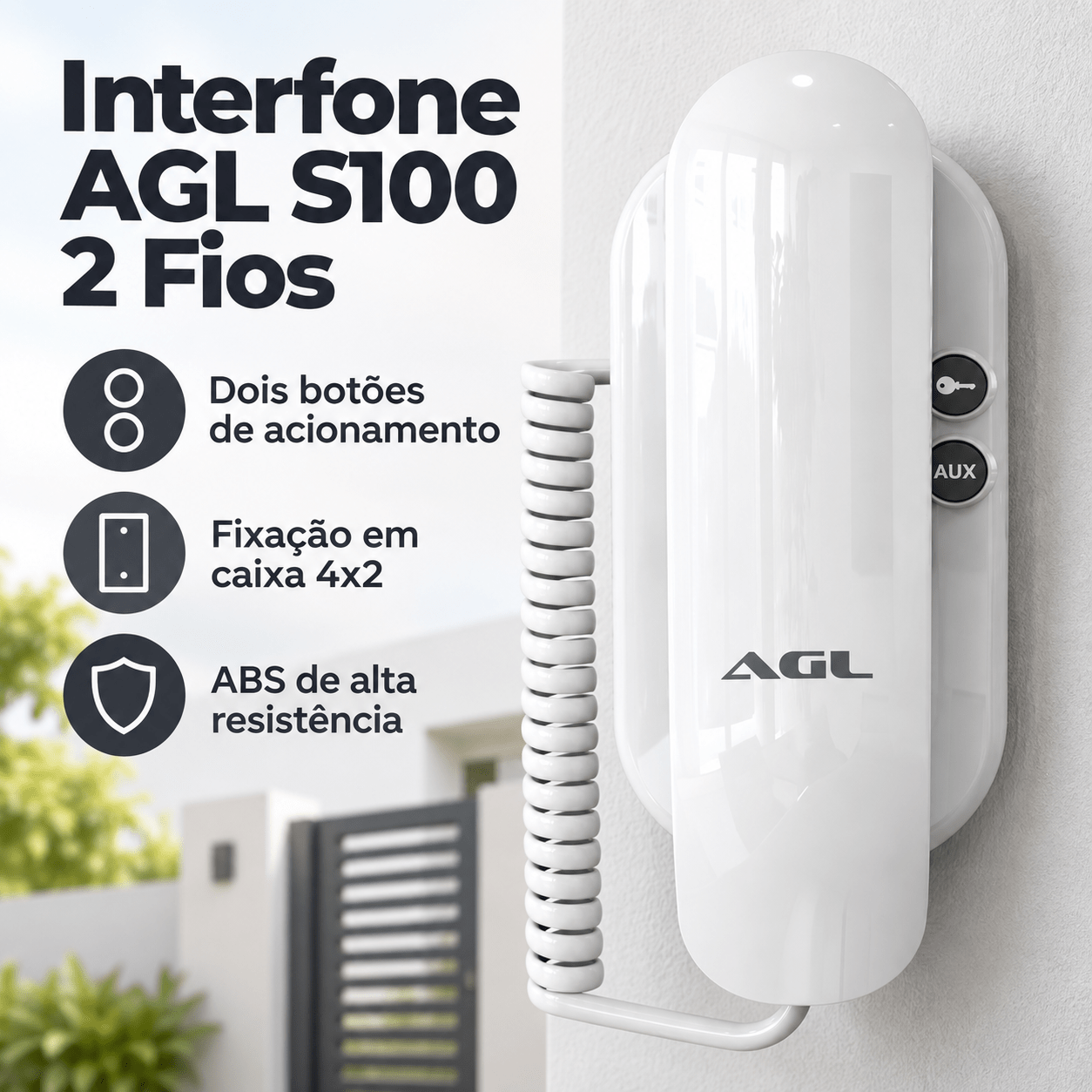 INTERFONE MONOFONE EXTENSÃO UNIVERSAL COM 2 BOTÕES AGL S100