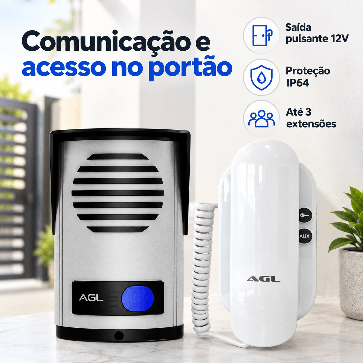 PORTEIRO ELETRÔNICO RESIDENCIAL BIVOLT AGL P-10S