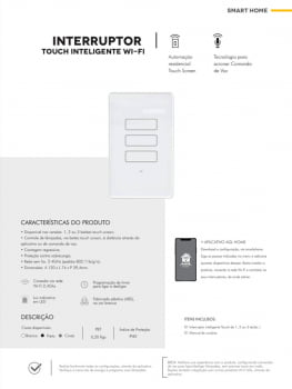 INTERRUPTOR INTELIGENTE TOUCH WI-FI AGL 1 BOTÃO BRANCO