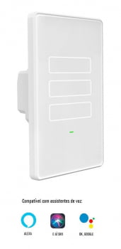 INTERRUPTOR INTELIGENTE TOUCH WI-FI AGL 3 BOTÃO BRANCO