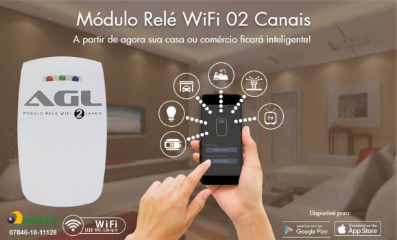 MÓDULO RELÉ INTERNET WI-FI 2 CANAIS AGL