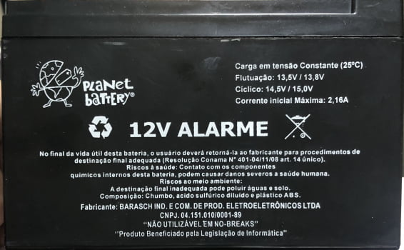 BATERIA SELADA 12V ALARME PLANET BATTERY