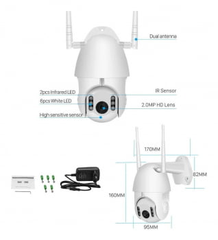 CÂMERA MINI SPEED DOME EXTERNA IP HD E-THINK V-307R