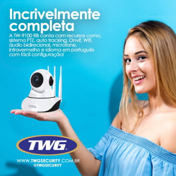 CÂMERA SEGURANÇA ROBÔ INTELIGENTEB 3 ANTENAS WI-FI 1.0MP TWG TW-9100 RB