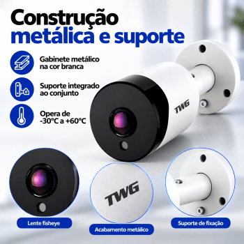 CÂMERA BULLET FISHEYE EXTERNA 2MP 1.7MM 4X1 TW-0380 FY TWG