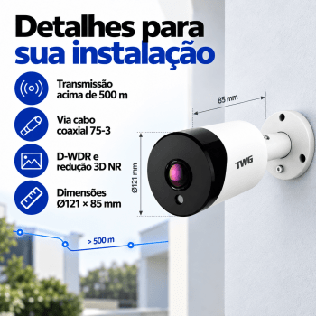 CÂMERA BULLET FISHEYE EXTERNA 2MP 1.7MM 4X1 TW-0380 FY TWG