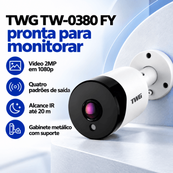 CÂMERA BULLET FISHEYE EXTERNA 2MP 1.7MM 4X1 TW-0380 FY TWG