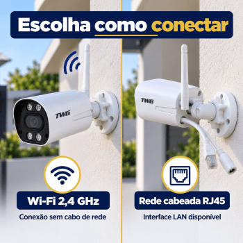 CÂMERA BULLET IP FULL HD 2MP 1080P WI-FI EXTERNA TW-9520 WB TWG