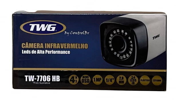 CAMERA DE SEGURANÇA HD 1MP 4X1 AHD/CVI/TVI/CVBS 24 LEDS 2.8MM 1/4" TWG TW-7706 HB