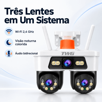 CÂMERA DE SEGURANÇA WI-FI PTZ TRIPLA LENTE 2MP FULL HD TWG TW-9600