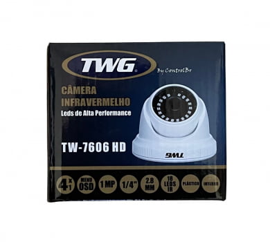 CÂMERA DOME HD 1MP 4X1 LENTE 2.8MM 1/4" 18 LEDS PLASTICO TWG TW-7606 HD