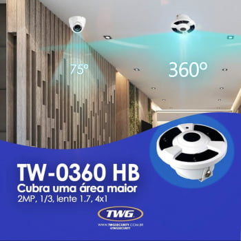 CAMERA PANORAMICA 360 GRAUS FULL HD 4X1 METAL FISHEYE TWG TW-0360