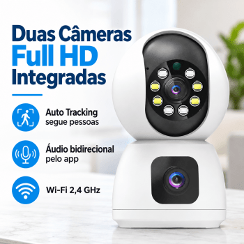 CÂMERA ROBÔ INTELIGENTE DUAS CÂMERASS WI-FI FULL HD ANATEL TWG TW-9510