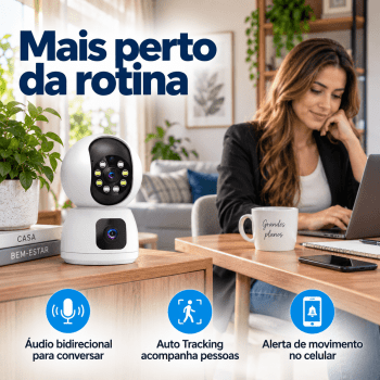 CÂMERA ROBÔ INTELIGENTE DUAS CÂMERASS WI-FI FULL HD ANATEL TWG TW-9510