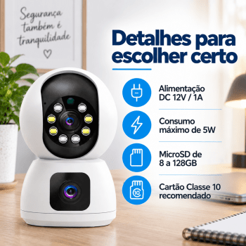CÂMERA ROBÔ INTELIGENTE DUAS CÂMERASS WI-FI FULL HD ANATEL TWG TW-9510