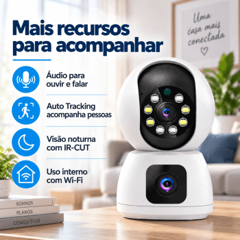CÂMERA ROBÔ INTELIGENTE DUAS CÂMERASS WI-FI FULL HD ANATEL TWG TW-9510