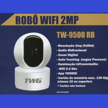 CÂMERA ROBÔ INTELIGENTE WI-FI 2MP FULL HD ANATEL TWG - TW-9500