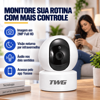 CÂMERA ROBÔ INTELIGENTE WI-FI 2MP FULL HD ANATEL TWG - TW-9500