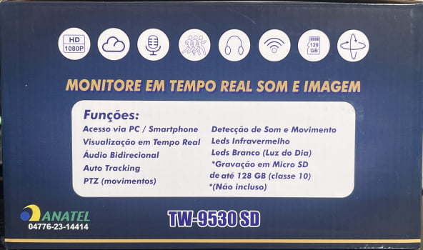 CÂMERA SPEED DOME FULL HD 1080P 2MP WI-FI EXTERNA TW-9530 SD TWG