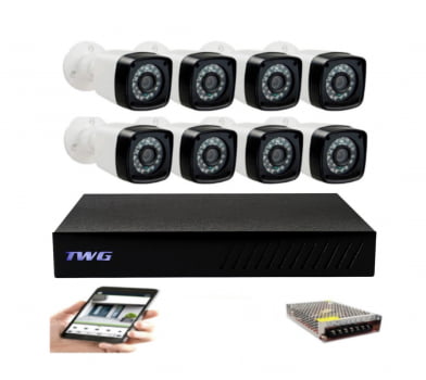 KIT 8 CAMERAS DE SEGURANÇA TWG - DVR - CAMERA B - FONTE