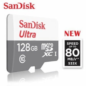 CARTÃO DE MEMÓRIA 128GB MICRO SD ULTRA 80MB/S CLASSE 10 SANDISK