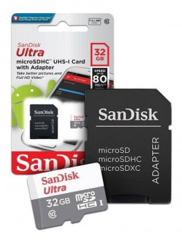 CARTÃO DE MEMÓRIA 32GB MICRO SD ULTRA 80MB/S CLASSE 10 SANDISK