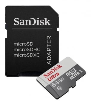 CARTÃO DE MEMÓRIA 64GB MICRO SD ULTRA 80MB/S CLASSE 10 SANDISK