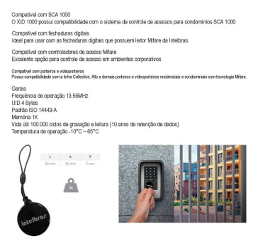 CHAVEIRO RFID MIFARE XID1000 INTELBRAS