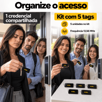 KIT 5 TAG RESINADA AGL 13,56MHz PRETA CHAVE DIGITAL