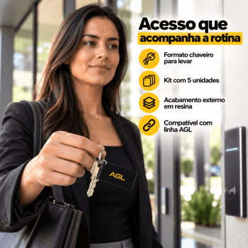 KIT 5 TAG RESINADA AGL 13,56MHz PRETA CHAVE DIGITAL