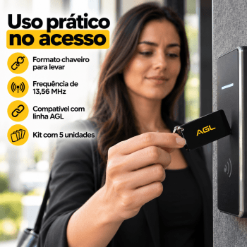 KIT 5 TAG RESINADA AGL 13,56MHz PRETA CHAVE DIGITAL