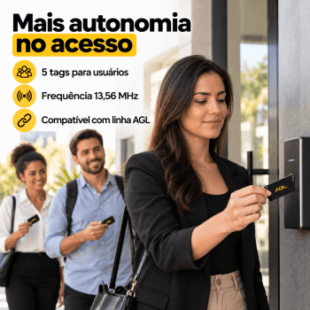 KIT 5 TAG RESINADA AGL 13,56MHz PRETA CHAVE DIGITAL