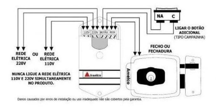 BOTOEIRA ACIONADOR DE FECHADURA ELÉTRICA AMELCO AF-62