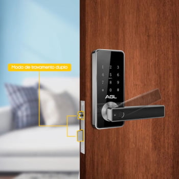 Fechadura AGL H11 Digital Bluetooth com App, Biometria, Cartão e Chave