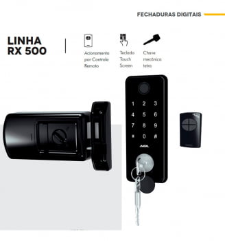 Fechadura Digital Rx 500 Abertura Senha E Controle Agl Preta