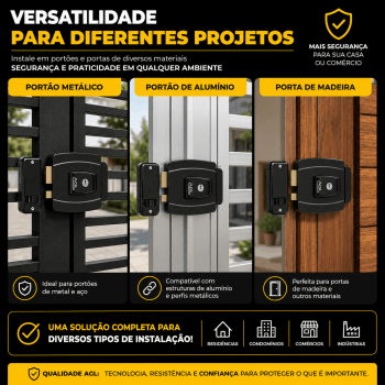 FECHADURA ELÉTRICA AGL Mini 12V SEGURANÇA PORTÃO SOCIAL