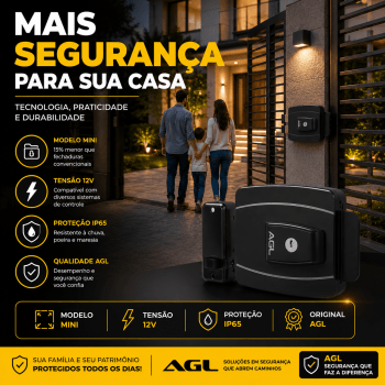 FECHADURA ELÉTRICA AGL Mini 12V SEGURANÇA PORTÃO SOCIAL
