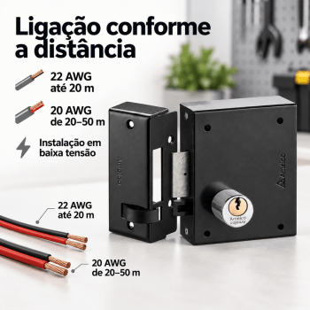 FECHADURA ELÉTRICA PARA PORTÃO 12V AMELCO FN66