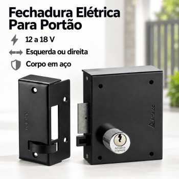FECHADURA ELÉTRICA PARA PORTÃO 12V AMELCO FN66