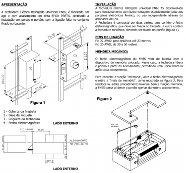 FECHADURA ELÉTRICA PARA PORTÃO 12V AMELCO FN65