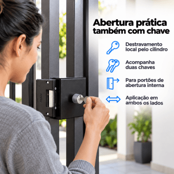 FECHADURA ELÉTRICA PARA PORTÃO 12V AMELCO FN65
