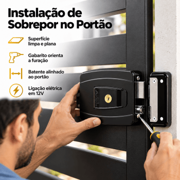 FECHADURA ELÉTRICA REVERSÍVEL 12V PRETA AGL AL100R