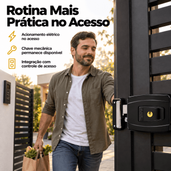 FECHADURA ELÉTRICA REVERSÍVEL 12V PRETA AGL AL100R