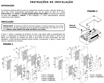 FECHADURA ELETRONICA PARA PORTA DE VIDRO AMELCO FV-32ICR